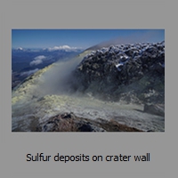 Sulfur deposits on crater wall